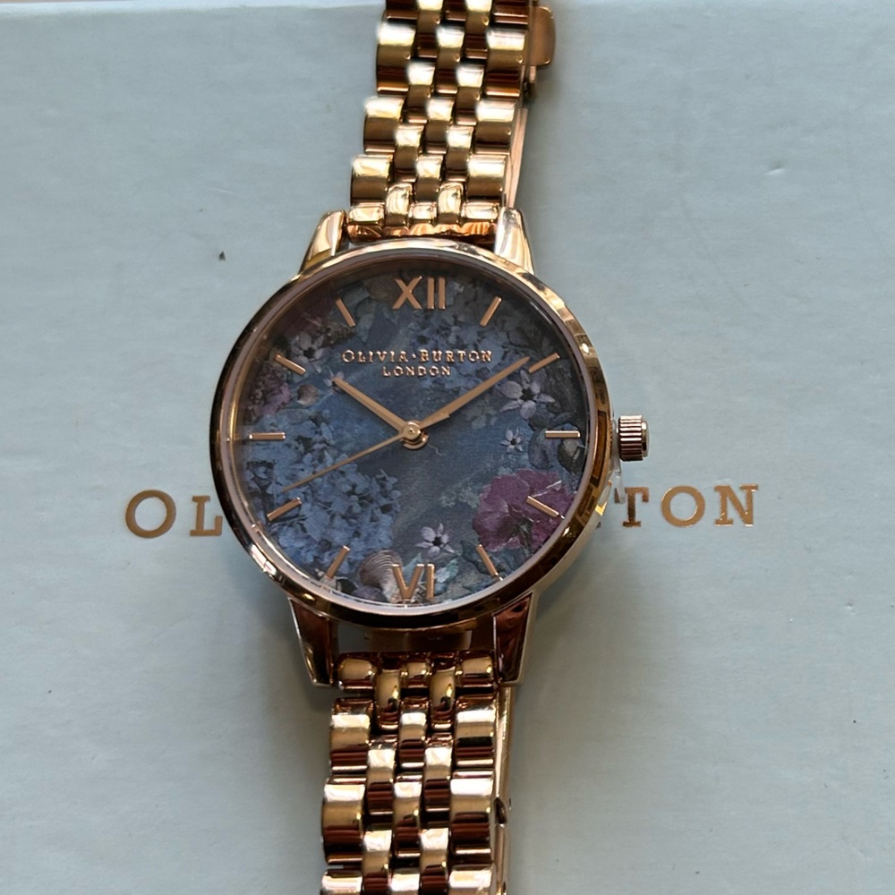 Olivia Burton Under The Sea Watch With 30mm Silver Blue Face& RoseGold B…